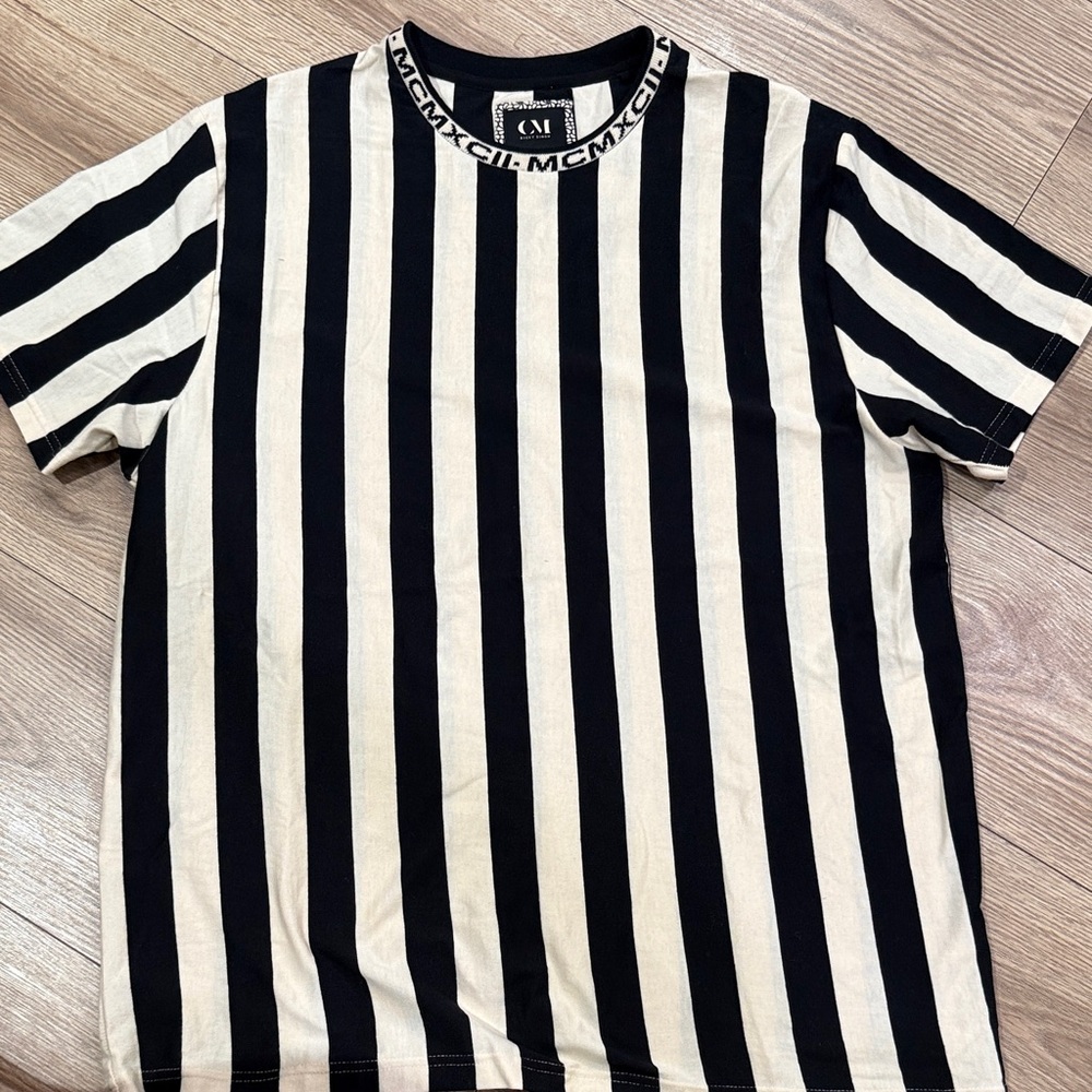 Ricky Singh Black and Cream Striped Tee